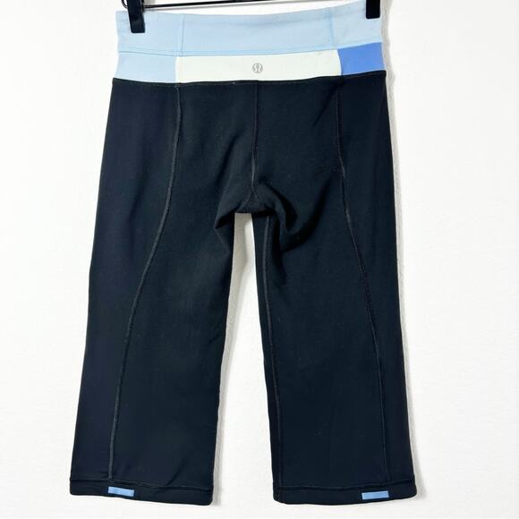 LULULEMON ATHLETICA GROOVE CROP BLUE BLACK WOMEN ATHLETIC LEGGINGS SIZE 4 - Picture 4 of 6